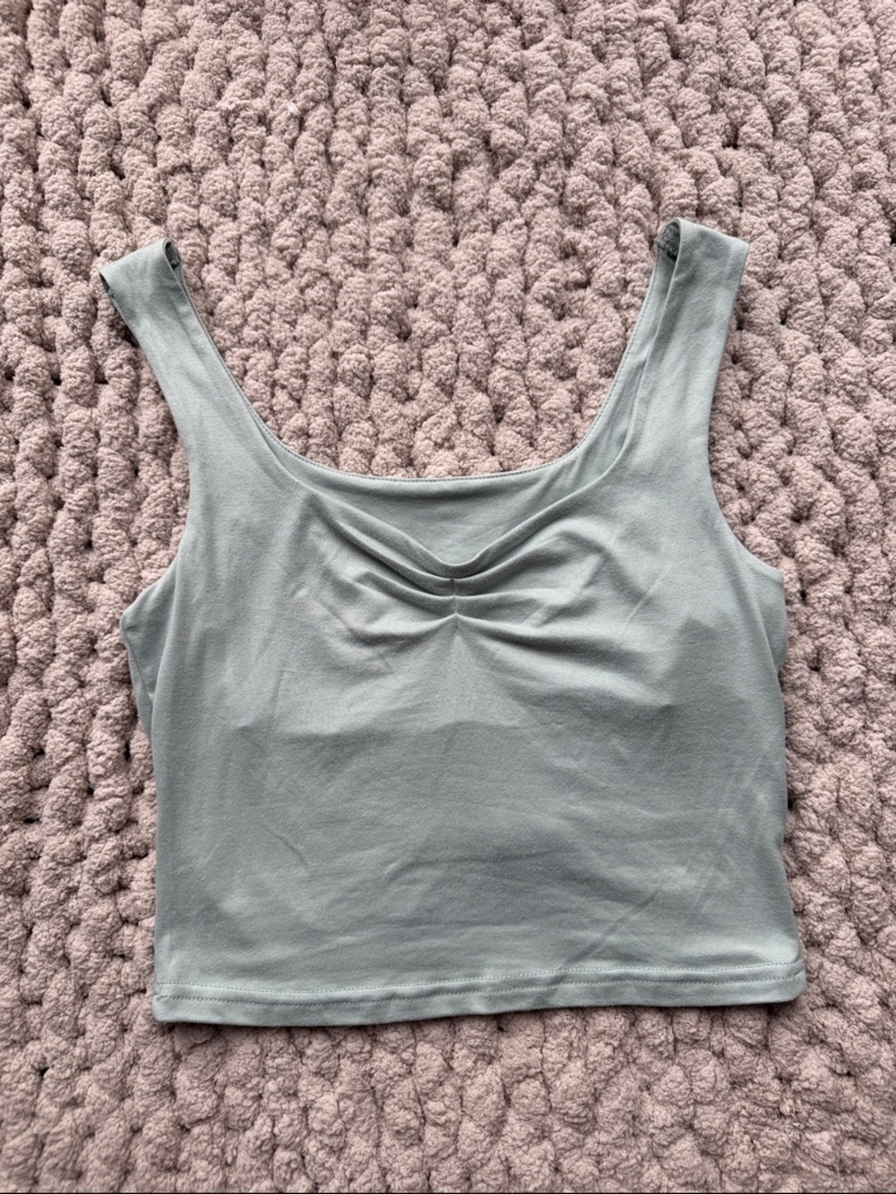 SHEIN Sage Green Scoop Neck Cropped Tank